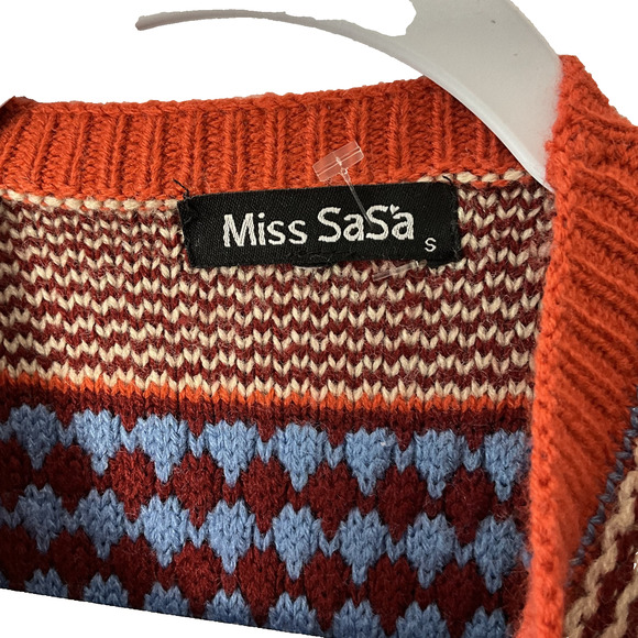 Vintage Open Front Waterfall Sweater Vest Cardigan Fall Knit Boho Western Small - Picture 3 of 4